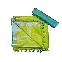 HAIDER ALI AND SONS Stylish and Elegant Womens Linen Slub Saree with Blouse Piece for Every Occasion Pack of 1 Parot Green