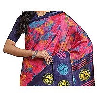 Bee M Pee Designer Soft Pure Latest Fancy Beautiful 2021 Cotton with blouse material (Printed Sarees for women collection 2022_Pink)