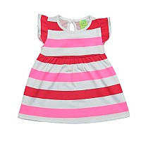 Clothe Funn New Born Knee Length Baby Girl Dress White Stripes 1824 Months