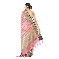 SILK LAND Womens Pure Kanjeevaram Woven Light Pink Saree SZWVKJLP269