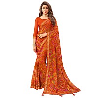 Satrani Womens Polyester Saree (1976ST512_Orange)