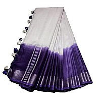 HAIDER ALI AND SONS Womens Linen Slub 2 dyed Saree with Blouse PURPLE lilen saree collection latest linanan saree latest cot