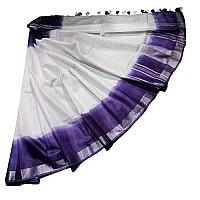 HAIDER ALI AND SONS Womens Linen Slub 2 dyed Saree with Blouse PURPLE lilen saree collection latest linanan saree latest cot