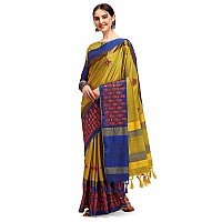 arriva fab Womens Cotton Blend Saree With Blouse Piece (Riva1242__Yellow)