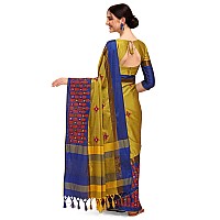 arriva fab Womens Cotton Blend Saree With Blouse Piece (Riva1242__Yellow)