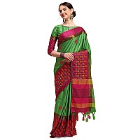 arriva fab Womens Cotton Blend Saree With Blouse Piece (Riva1246__Green)