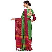 arriva fab Womens Cotton Blend Saree With Blouse Piece (Riva1246__Green)