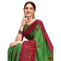 arriva fab Womens Cotton Blend Saree With Blouse Piece (Riva1246__Green)