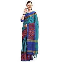 arriva fab Womens Cotton Blend Saree With Blouse Piece (Riva1245__Sky Blue)