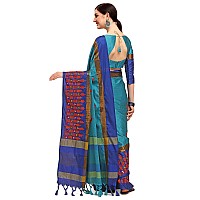 arriva fab Womens Cotton Blend Saree With Blouse Piece (Riva1245__Sky Blue)