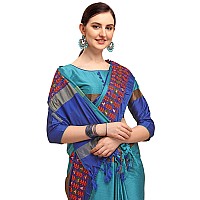 arriva fab Womens Cotton Blend Saree With Blouse Piece (Riva1245__Sky Blue)