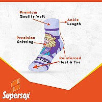 Supersox Ankle Frozen Character Socks For Girls Made With Breathable Anti Odour Moisture Absorbent Combed Cotton With A Extra