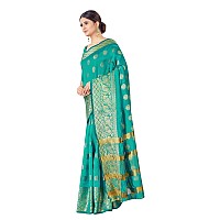 SILK LAND Womes Mulberry Silk Thread Saree with Unstitched Blouse Piece(Teal)