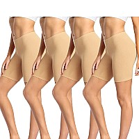 Wirarpa Womens Cotton Boy Shorts Underwear Anti Chafing Soft Biker Short Plus Boy Shorts Panties 4 Pack Beige4 Pack Medium