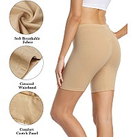 Wirarpa Womens Cotton Boy Shorts Underwear Anti Chafing Soft Biker Short Plus Boy Shorts Panties 4 Pack Beige4 Pack Medium