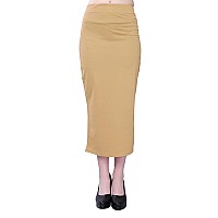 Selvia Womens Lycra Full Elastic Saree Shapewear Patticoat (180TKN121-L_Beige)