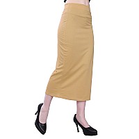 Selvia Womens Lycra Full Elastic Saree Shapewear Patticoat (180TKN121-L_Beige)