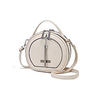 Vismiintrend White Leather Round Crossbody Sling Bag For Women & Girls With Adjustable Strap, Small Casual Handbag For Travel, College| Birthday, Anniversary Gift For Wife, Rakhi Gifts For Sister