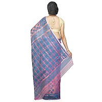 BENGAL HANDLOOM Exclusive Womens Cotton Silk Dhakai Allover Soft Jamdani Saree, Pink