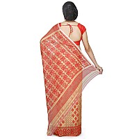 BENGAL HANDLOOM Exclusive Womens Cotton Silk Dhakai Allover Soft Jamdani Saree, Beige