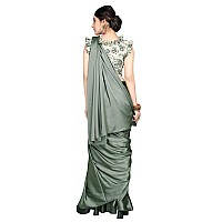 Anant Designer Studio Womens Woven Satin Saree With Blouse Piece SatinDesigner BlouseOlive Green