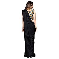 ANANT DESIGNER STUDIO Womens Woven Black Satin Saree With Blouse Piece