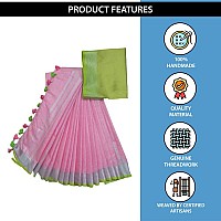 Silk Zone Womens Bhagalpuri Linen Saree With Blouse Piece (CS 66_Parrot Green Baby Pink)