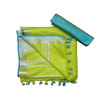 Silk Zone Womens Bhagalpuri Linen Saree With Blouse Piece CS 28Sky Blue Parrot Green