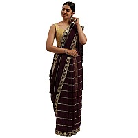 Shasmi Womens Designer Black Georgette Embroidered Fashion Designing Saree for Women (KK) (Coffee)