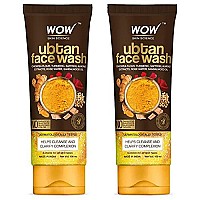 WOW Skin Science Ubtan Face Wash with Chickpea Flour, Turmeric, Saffron, Almond Extract, Rose Water & Sandalwood Oil - No Sulphate, Parabens, Silicones & Color - Pack of 2 - Net Vol 200mL