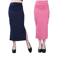 Selvia Womens Lycra Full Elastic Saree Shapewear Petticoat Pack of 2 (180TKN112-S_180TKN111-S_Navy Blue||Pink)