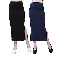 Selvia Womens Lycra Full Elastic Saree Shapewear Petticoat Pack of 2 (180TKN115-M_180TKN112-M_Black||Navy Blue)