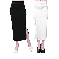 Selvia Womens Lycra Full Elastic Saree Shapewear Petticoat Pack of 2 (180TKN115-S_180TKN118-S_Black||White)