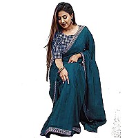 NPLASH FASHION Womens Silk Embroidery Border Saree with Heavy Work Blouse Unstitched Piece rama