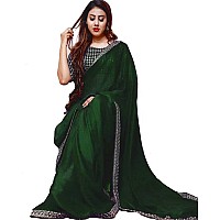 NPLASH FASHION Womens Silk Embroidery Border Saree with Heavy Work Blouse Unstitched Piece green