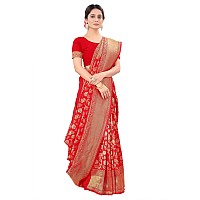 Pujia Mills women kanjivaram pure banarasi silk saree kanchipuram saree Bright Red