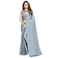 Anant Designer Studio Womens Woven Satin Saree With Blouse Piece SatinDesigner BlouseGrey