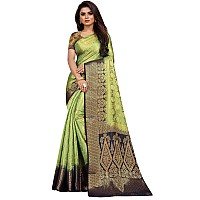 iZibra kanjivaram silk saree wedding cotton sarees for women Banarasi sadi original Kanchipuram pure sadi pattu sari with blouse piece 2023(Pista NavyBlue)