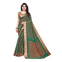 Bee M Pee Designer Pure Printed Silk Blend Cotton Sarees for Women 2022 Green