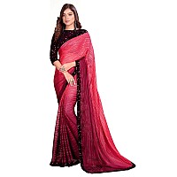 Pratham Blue Womens Silk Saree With Blouse Piece AM3100Pink