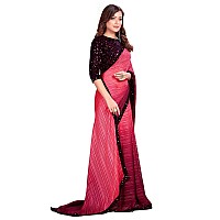 Pratham Blue Womens Silk Saree With Blouse Piece AM3100Pink