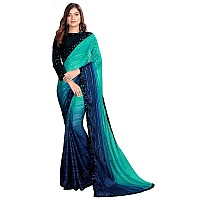 Pratham Blue Womens Silk Saree With Blouse Piece AM3099Blue