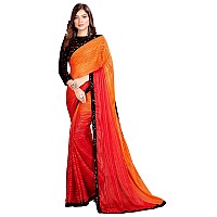 Pratham Blue Womens Silk Saree With Blouse Piece AM3102Orange