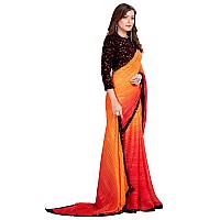 Pratham Blue Womens Silk Saree With Blouse Piece AM3102Orange