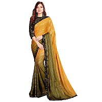 Pratham Blue Womens Silk Saree With Blouse Piece AM3098Yellow