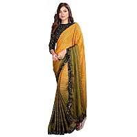 Pratham Blue Womens Silk Saree With Blouse Piece AM3098Yellow