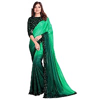 Pratham Blue Womens Silk Saree With Blouse Piece AM3103Green