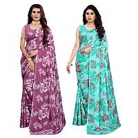 Satrani Womens Polyester Saree (2024ST566_2041ST576_Purple||Light Blue)