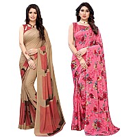 Satrani Womens Polyester Saree (1182ST117_1850ST178_Beige||Pink)