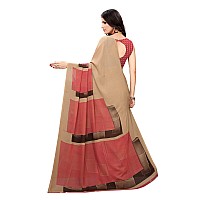 Satrani Womens Polyester Saree (1182ST117_1850ST178_Beige||Pink)